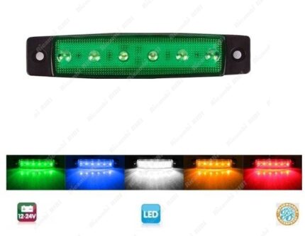 FANALE LATERALE 6 LED VERDE / GREEN (12/24 V)