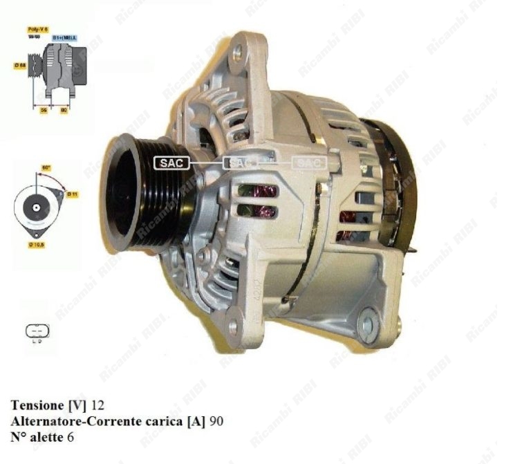 ALTERNATORE 24V 55A ADATTABILE A IVECO 190 TURBOSTAR EUROCARGO EUROSTAR