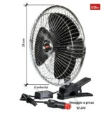 JUMBO, VENTILATORE OSCILLANTE CABINA CAMION CAMPER Ø 25cm - 12-24V